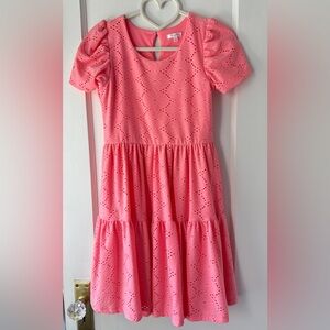 Tahari Pink/Coral Eyelet Kids Dress - Size 10
